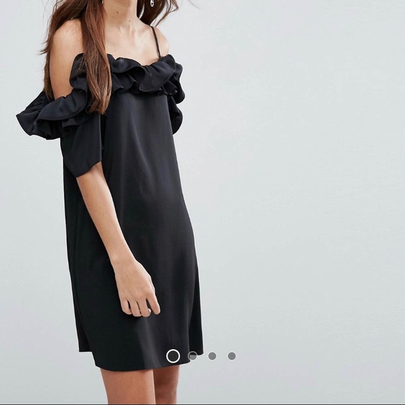 ASOS Ruffle Cold Shoulder cami mini dress - Picture 3 of 8